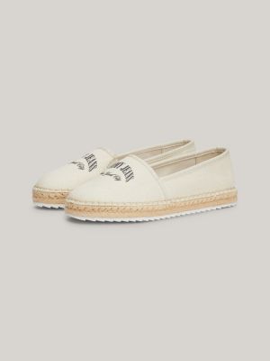 beige varsity espadrille mit logo für damen - tommy jeans