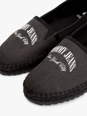 espadrillas varsity con logo nero da donne tommy jeans