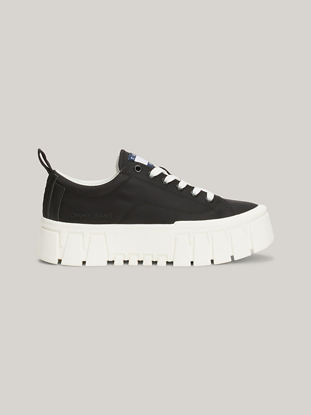 black cleat flatform sole trainers for women tommy jeans