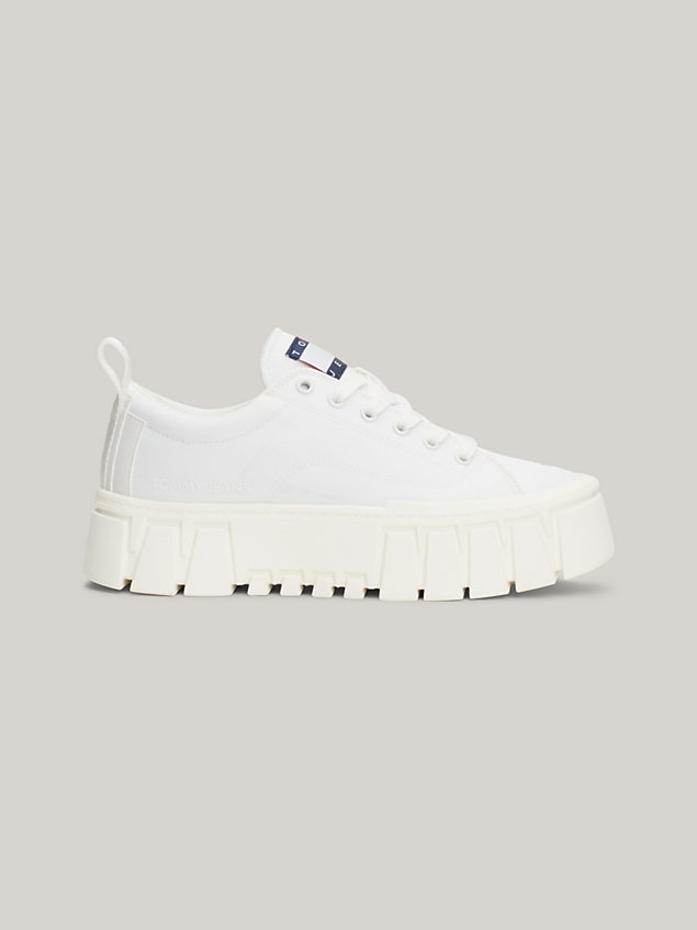 white cleat flatform sole trainers for women tommy jeans