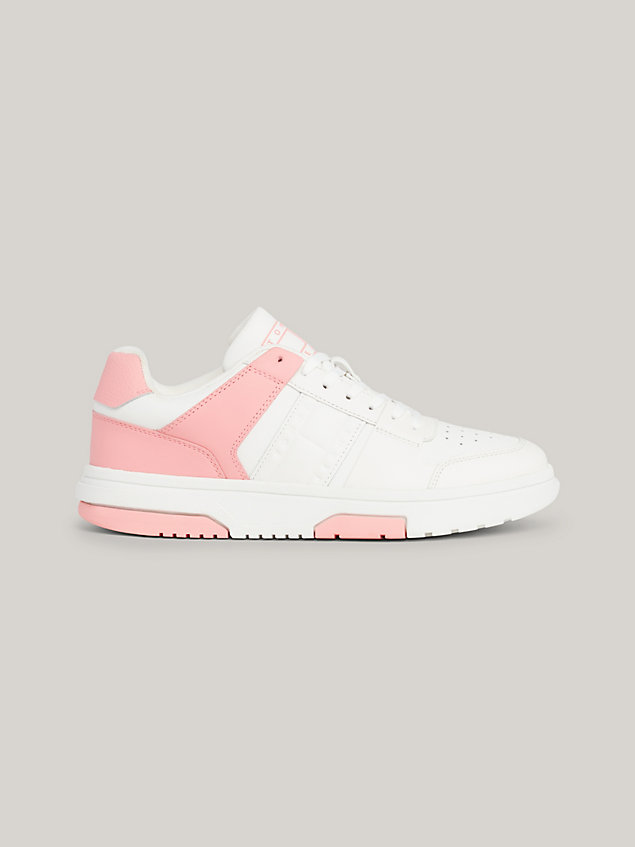 pink the brooklyn leather mixed texture trainers for women tommy jeans