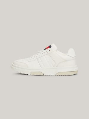 The Brooklyn Leather Mixed Texture Trainers | White | Tommy Hilfiger