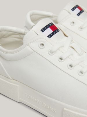 Tommy jeans canvas on sale logo flatform trainers