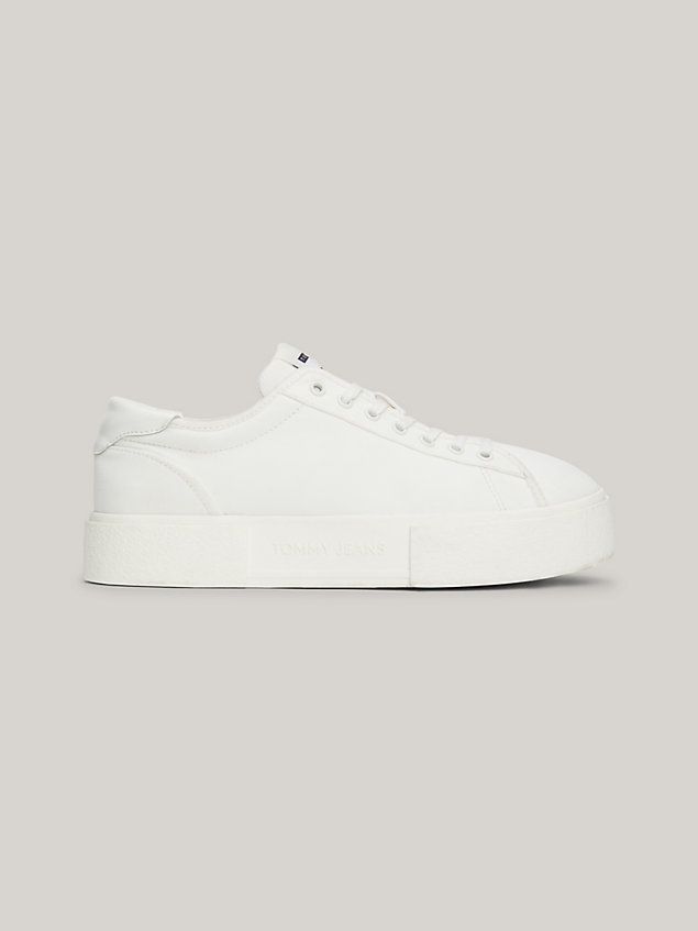 white flatform logo trainers for women tommy jeans