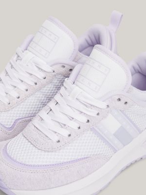 sneakers antiscivolo con mix di texture viola da donne tommy jeans