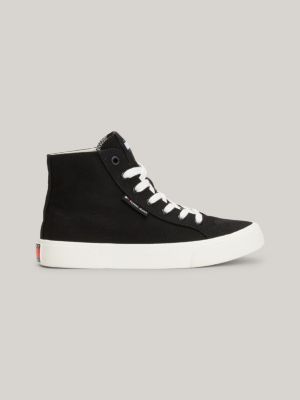 Canvas Mid Top Basketball Trainers Black Tommy Hilfiger