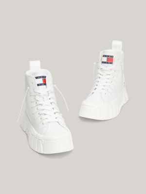 Tommy hilfiger white hot sale platform trainers