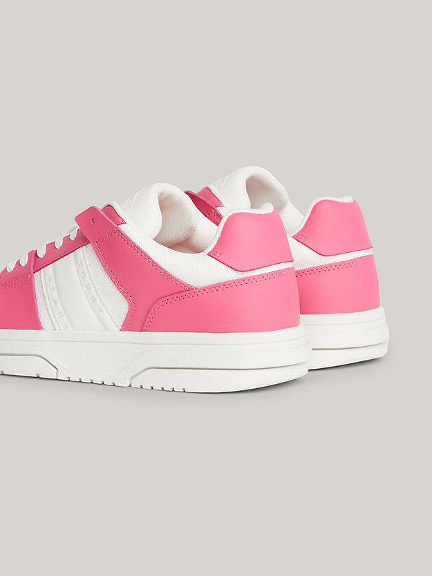 pink the brooklyn leather contrast panel skate trainers for women tommy jeans