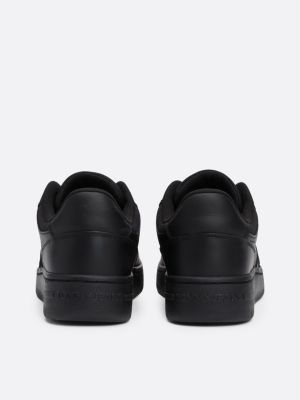 black retro leather basketball trainers for women tommy jeans