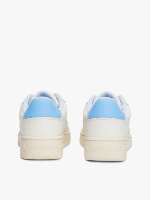 white retro leather basketball trainers for women tommy jeans