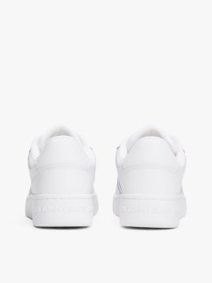 white retro leather basketball trainers for women tommy jeans