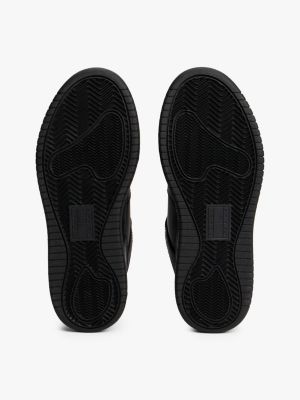schwarz retro basketball-plateau-sneaker aus leder für damen - tommy jeans