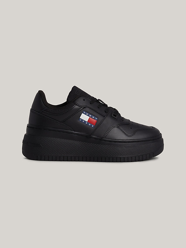 black retro flatform fine cleat trainers for women tommy jeans