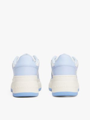 chaussures de basket compensées rétro en cuir bleu pour femmes tommy jeans