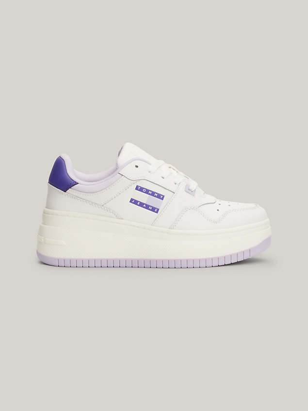 purple retro flatform fine cleat trainers for women tommy jeans