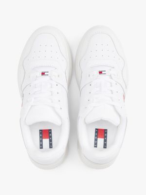 white leather platform basketball trainers for women tommy jeans