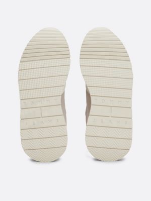 baskets de running en daim multitextures beige pour femmes tommy jeans