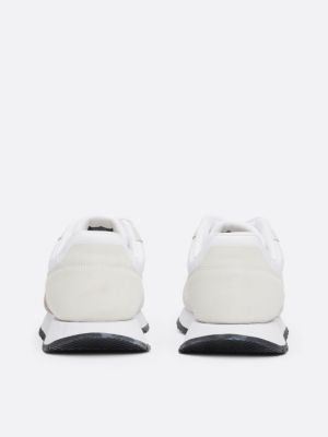 white suede mixed texture runner trainers for women tommy jeans