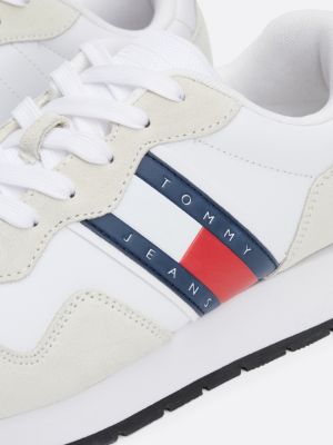 Suede Mixed Texture Runner Trainers | White | Tommy Hilfiger