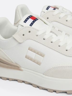 white cleat textured runner trainers for women tommy jeans