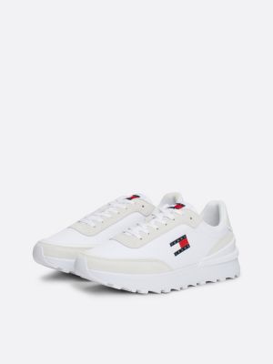 white cleat textured runner trainers for women tommy jeans