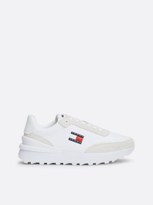 white cleat textured runner trainers for women tommy jeans