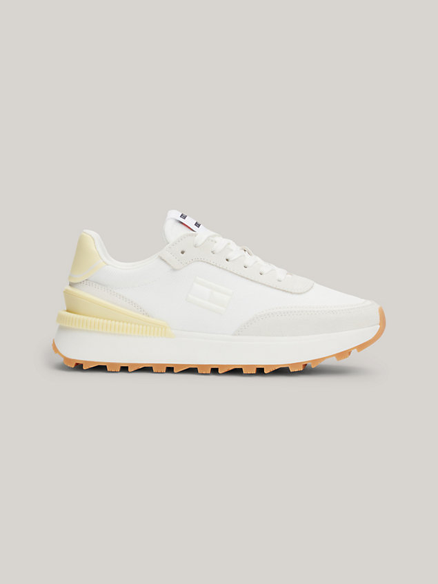 yellow contrast panel cleat runner trainers for women tommy jeans