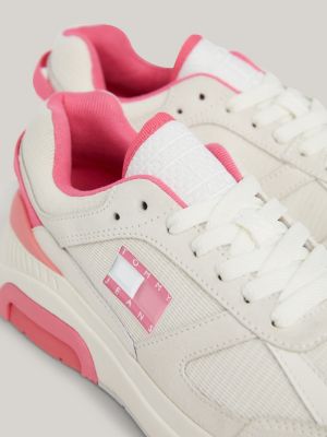 Runner-Ledersneaker mit feinem Sohlenprofil | Rosa | Tommy Hilfiger