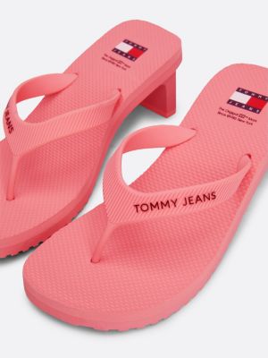 sandali infradito con tacco largo rosa da donne tommy jeans