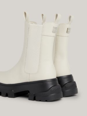 beige klobiger chelsea boot aus leder für damen - tommy jeans