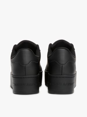 black leather platform trainers for women tommy jeans