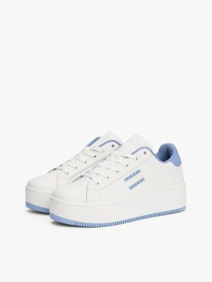 white essential fine cleat flatform trainers for women tommy jeans