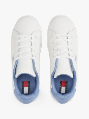 white essential fine cleat flatform trainers for women tommy jeans