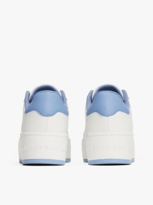 blue leather platform trainers for women tommy jeans