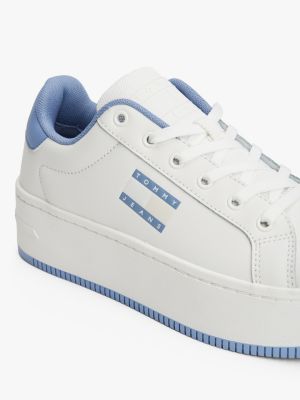 white essential fine cleat flatform trainers for women tommy jeans