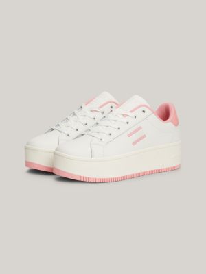 zapatillas dentadas de plataforma essential rosa de mujeres tommy jeans