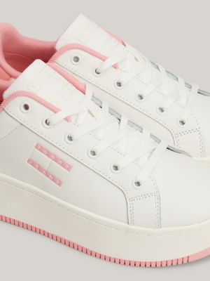 zapatillas dentadas de plataforma essential rosa de mujeres tommy jeans