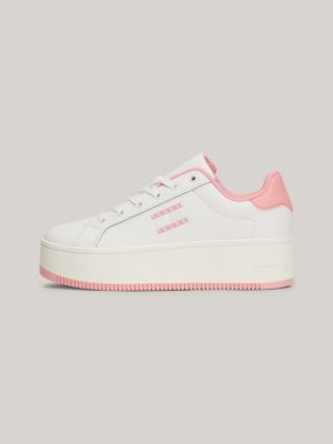 zapatillas dentadas de plataforma essential rosa de mujeres tommy jeans