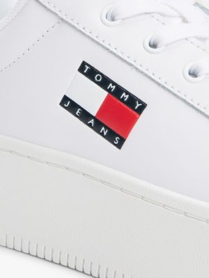 white leather platform trainers for women tommy jeans