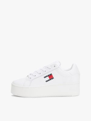 white leather platform trainers for women tommy jeans