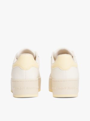 beige leather platform trainers for women tommy jeans