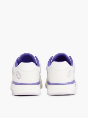 sneakers in pelle con suola a bolle d'aria viola da donne tommy jeans