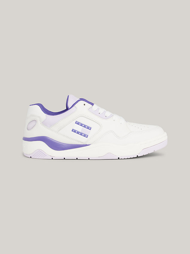 purple air bubble leather basketball trainers for women tommy jeans