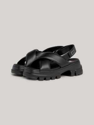 Black cleated on sale sole chunky sandals