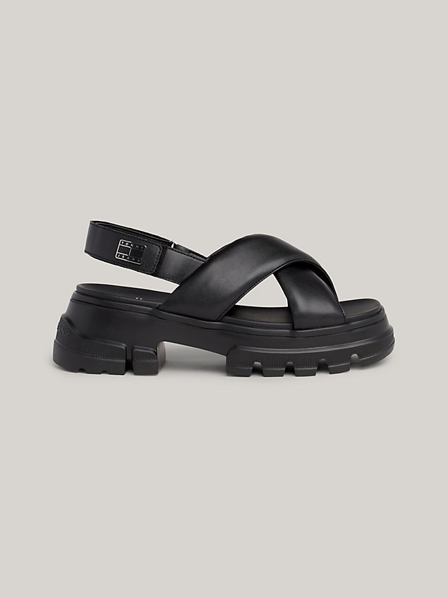 black chunky city cleat sandals for women tommy jeans