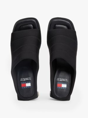 black soho block heel mules for women tommy jeans