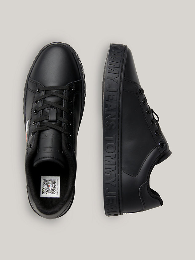 black skórzane buty sportowe essential z logo dla kobiety - tommy jeans