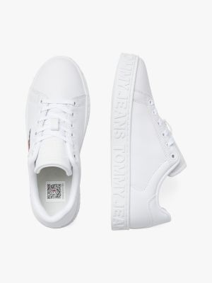 Leren sneaker met badge Wit Tommy Hilfiger