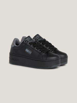 Womens black hot sale leather trainer