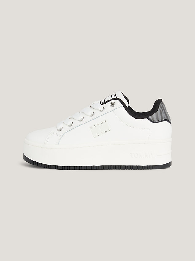 white animal print flatform trainers for women tommy jeans